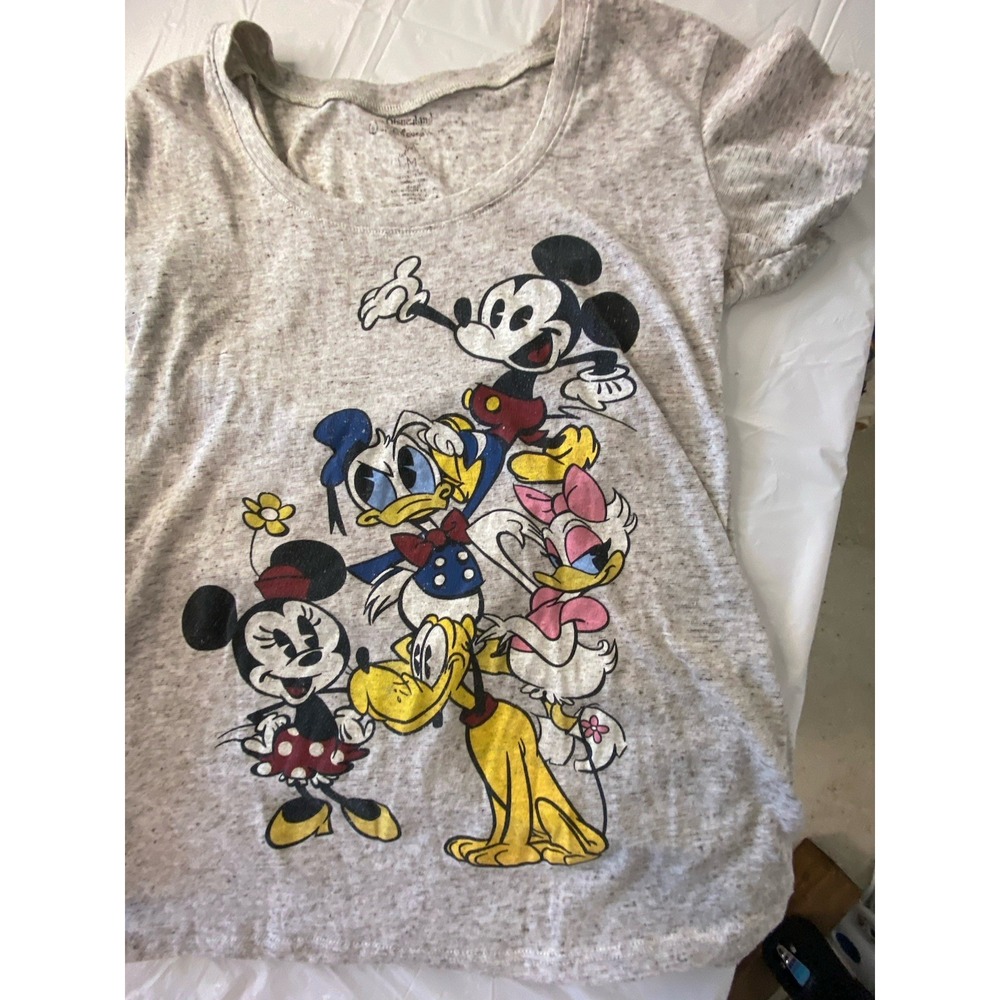 Disney Distressed‎ Mickey & Friends Scoop Neck T-Shirt- Size M-Rare